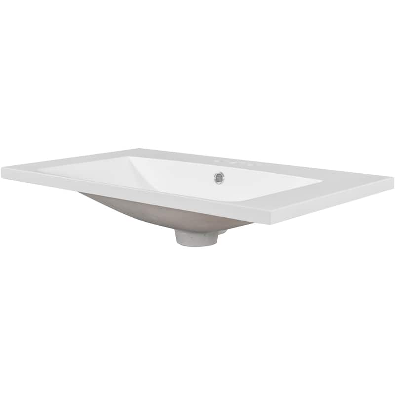 30"Single Bathroom Vanity Top with White Basin,3-Faucet Holes,Ceramic