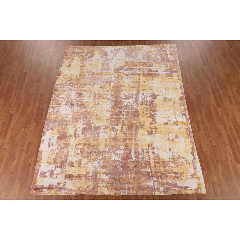 Abstract Area Rug Hand-Knotted Living Room Wool Carpet - 7'11" X 10'3"