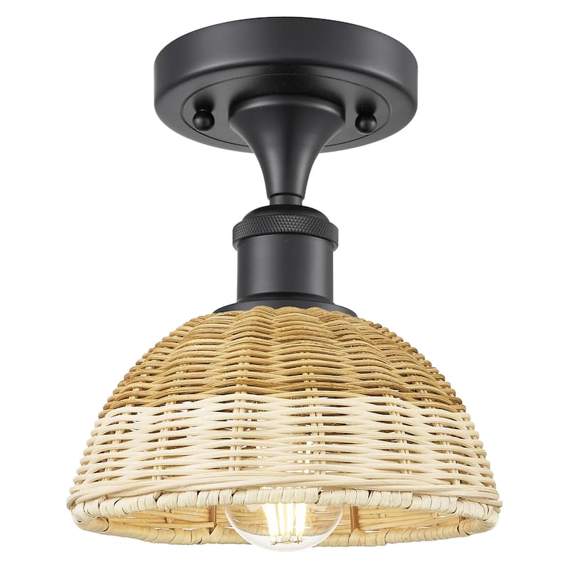 Innovations Lighting 516-1C-9-8 Bristol Natural II Semi-Flush Bristol - Matte Black / Natural