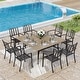 preview thumbnail 52 of 54, MAISON ARTS 9-Piece Patio Dining Set, 60 Inch Square Metal Table and 8 Metal Dining Chairs Brown Tabletop-Modern Chairs