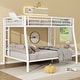 preview thumbnail 11 of 28, Metal Bunk Bed with Ladder and Guardrails, Cozy Sleeping Space, Full XL over Queen White