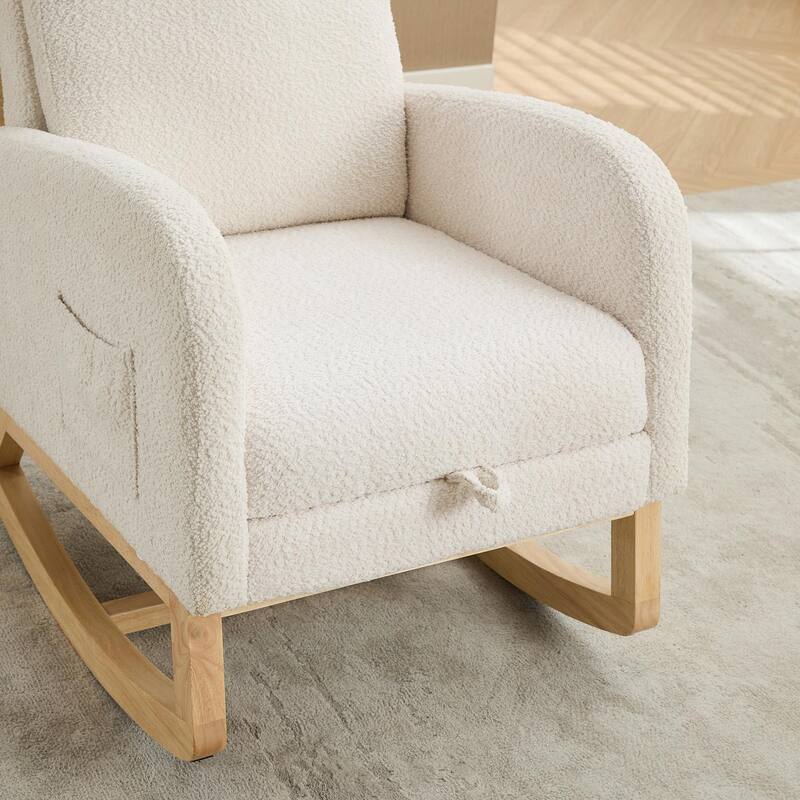 25.4" Wide Nursery Rocking Chair with Retractable Footrest & Side Pocket