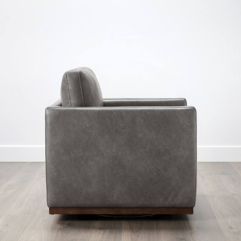 Spruce & Spring Modern Swivel Accent Chair with Wooden Base