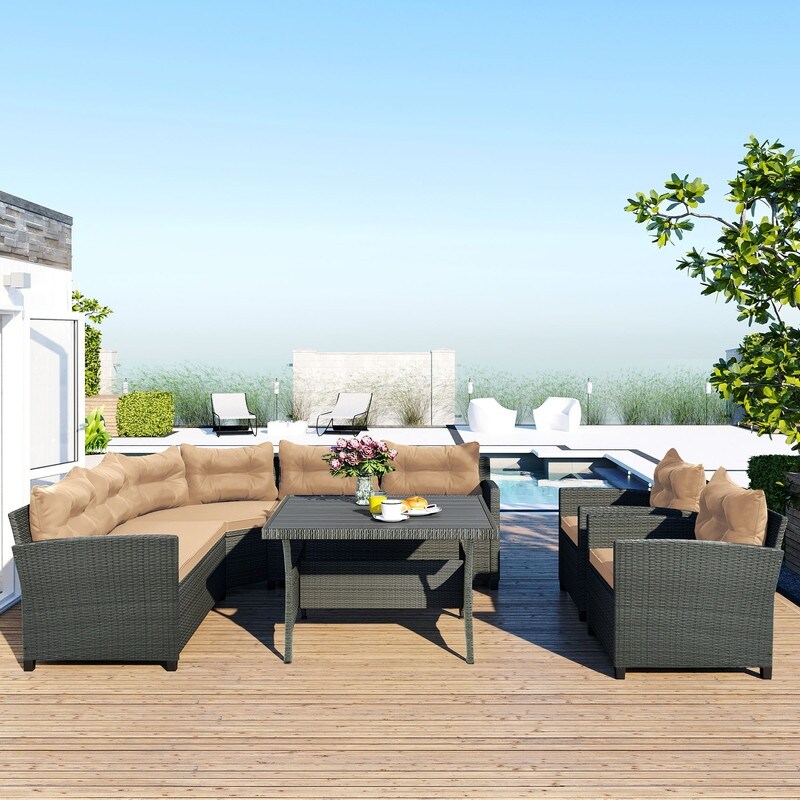 Curved rattan sofa on sale set