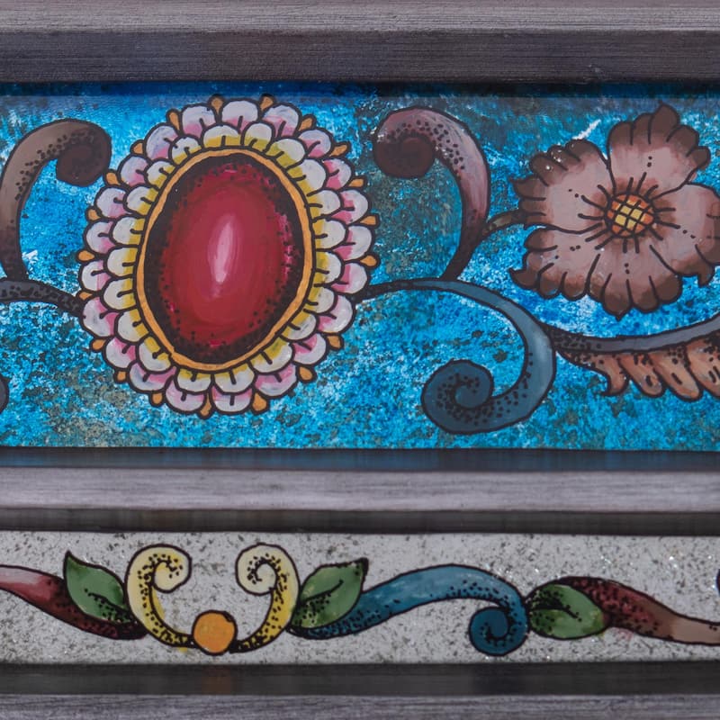 Novica Handmade Traditional Medallion Reverse-Painted Glass Wall Mirror