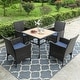 preview thumbnail 1 of 11, Patio 5-piece Dining Set, 1 Square 37" Metal Table with Umbrella Hole and 4 Rattan Chairs with Cushion