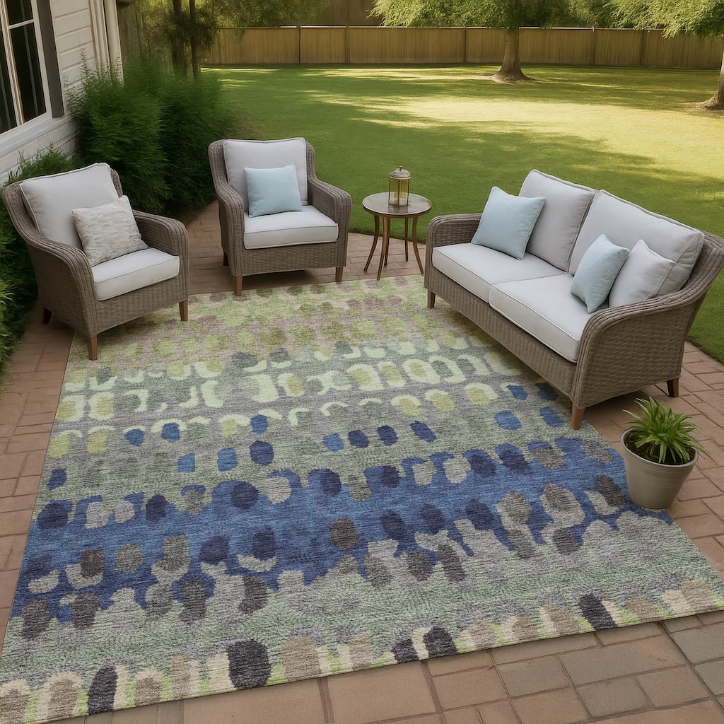 Machine Washable Indoor/ Outdoor Modern Trezze Chantille Rug