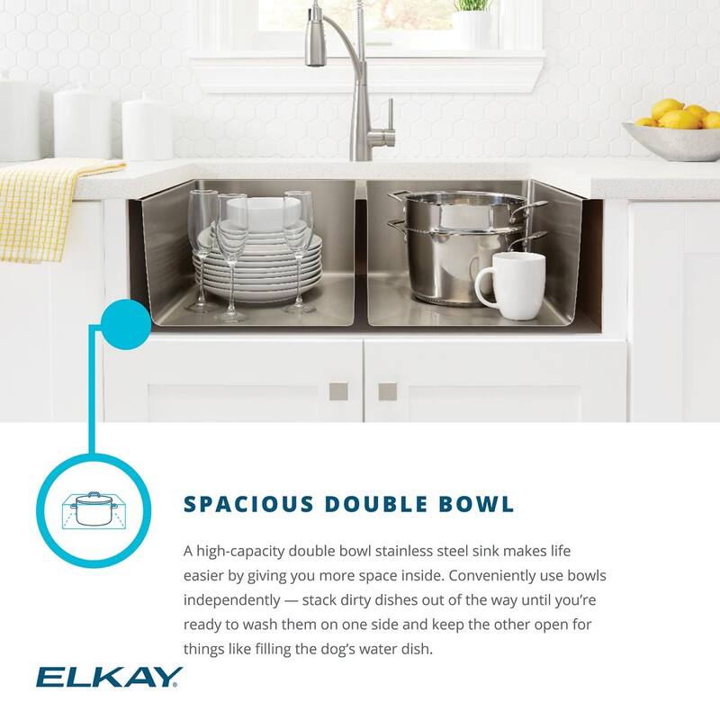 Elkay Crosstown 16 Gauge Stainless Steel, 32-1/4" x 18-1/4" x 10" 30/70 Double Bowl Undermount Sink