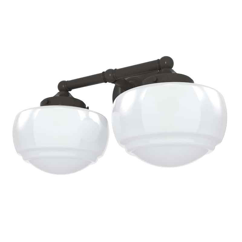 Hunter Saddle Creek Vanity Wall Light - Transitional, Vintage Schoolhouse - Damp Rated!
