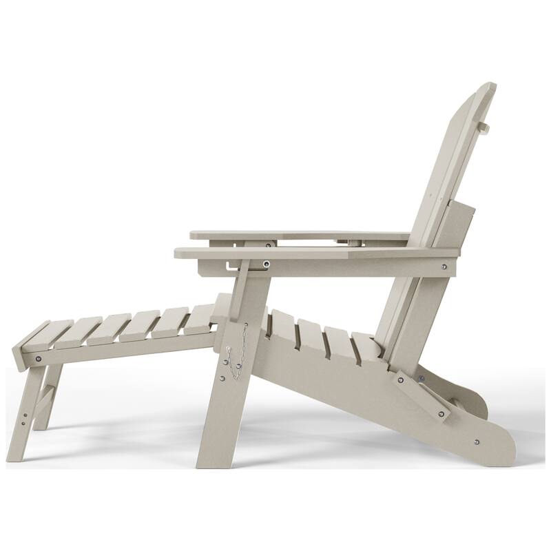 Laguna Outdoor Folding Adjustable Adirondack Chair with Cup Holder & Hideaway Ottoman (Set of 2)