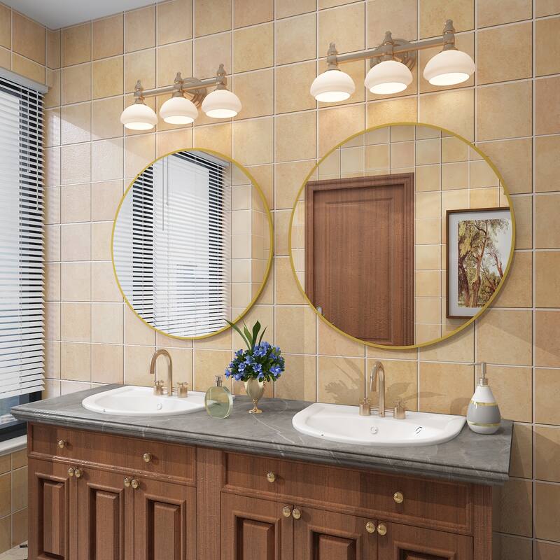 KIOTEE Full Length Round Aluminum Alloy Framed French Cleat Mounted Wall Decor Bathroom Vanity Mirror with 5-Year Warranty