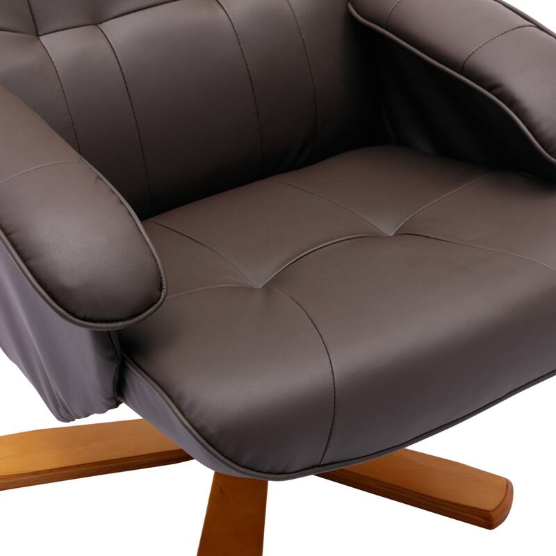 Brown Swivel Recliner Chair with Ottoman