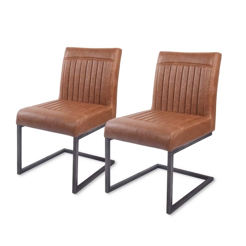 NPD Furniture Ronan Faux Leather Dining Chair (Set of 2) - Brown