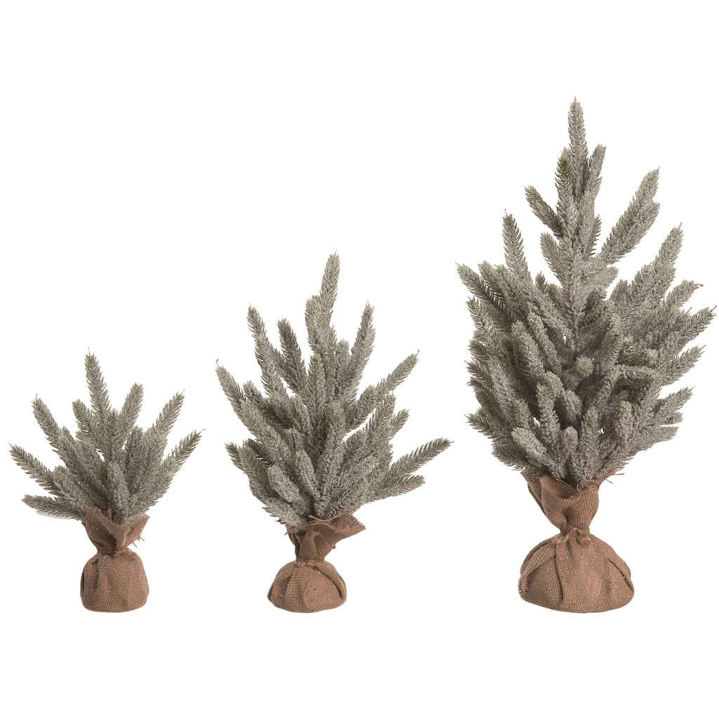 Transpac Artificial 23.62 in. Green Christmas Floral Trees In Bag Set of 3