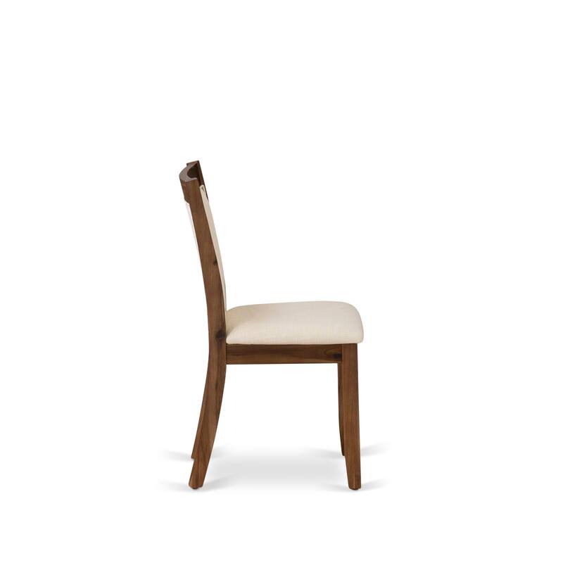 East West Furniture Dining Set- a Rectangle Dining Room Table and Light Beige Linen Fabric Chairs, (Pieces & Finish Options)