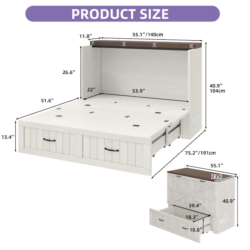 Murphy Bed Chest with Built-In Charger