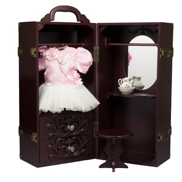 Doll Furniture Play Accessories Armoire Clothes Storage Trunk