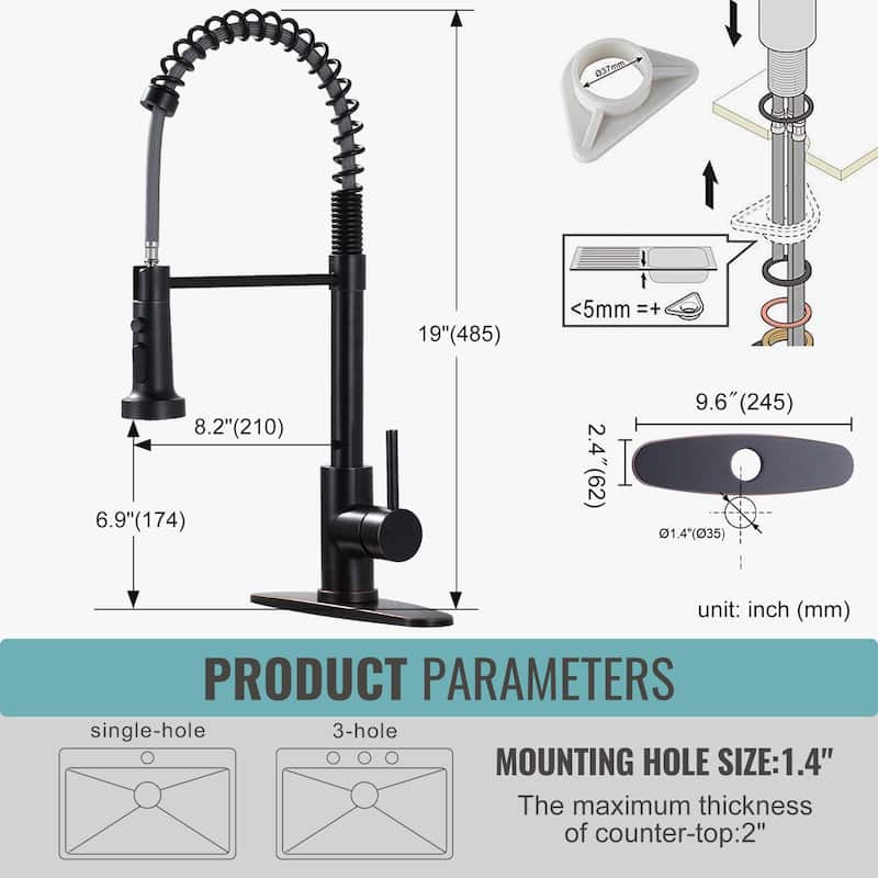 WOWOW Commercial Pull Out Sprayer Kitchen Faucet