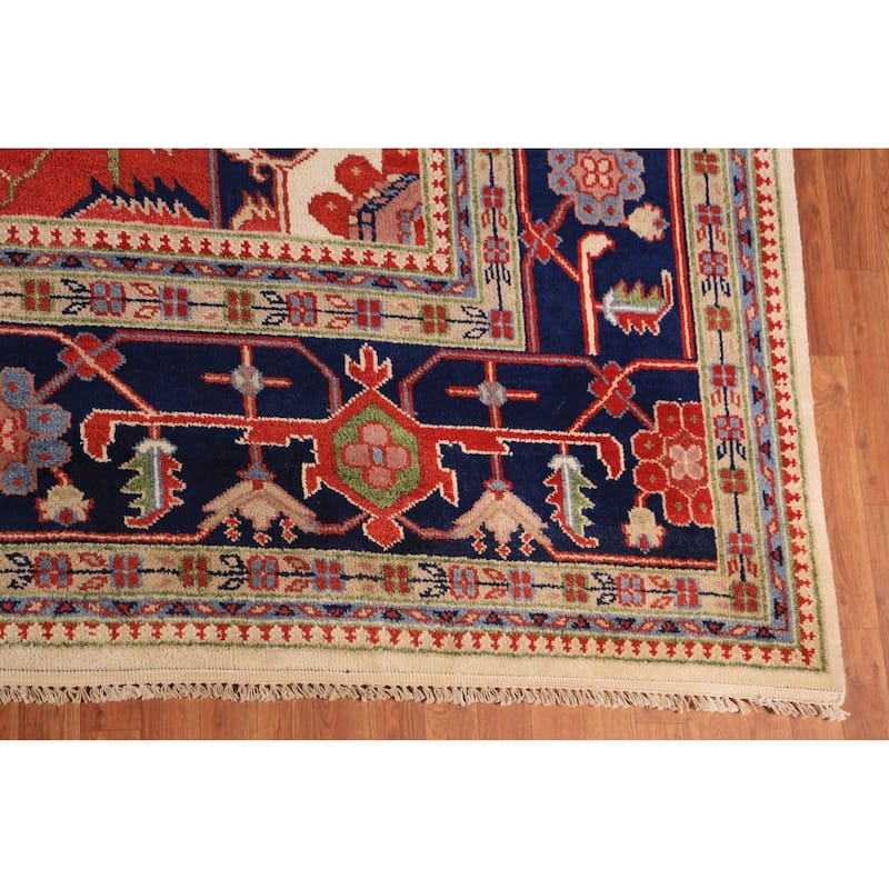 Geometric Heriz Serapi Oriental Large Area Rug Handmade Wool Carpet - 11'10" x 14'11"