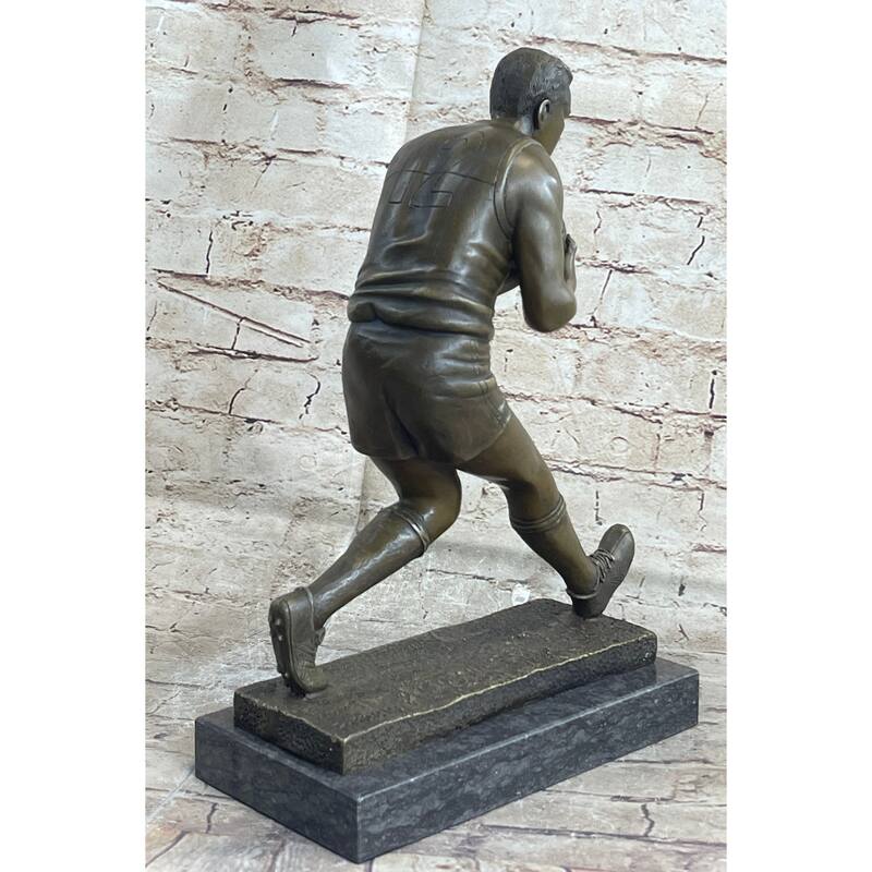 Football Rugby Athlete Bronze Sculpture Statue Trophy On Marble Base