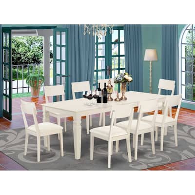 Dining Room Set 9 Piece Table & Chairs - Old World Linen White Kitchen Set