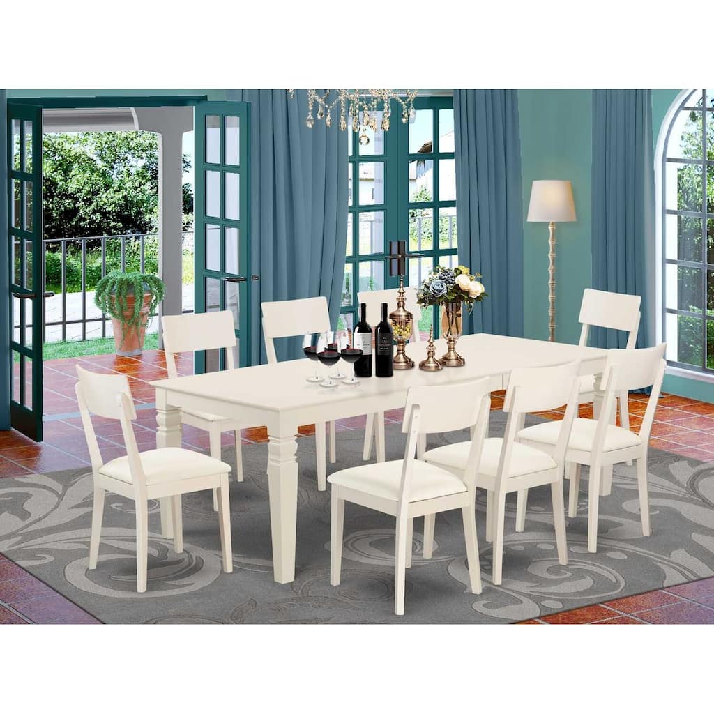 Dining Room Set 9 Piece Table & Chairs - Old World Linen White Kitchen Set
