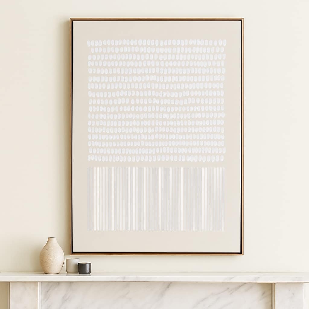 Decorative Framed Textured Dots and Lines Wall Art - 48", Ivory
