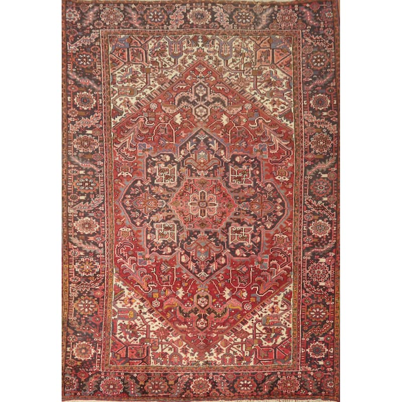 Hand Knotted Oriental 100% Wool Carpet Traditional Medallion Red Heriz Area Rug - 11' 8'' X 8' 3''