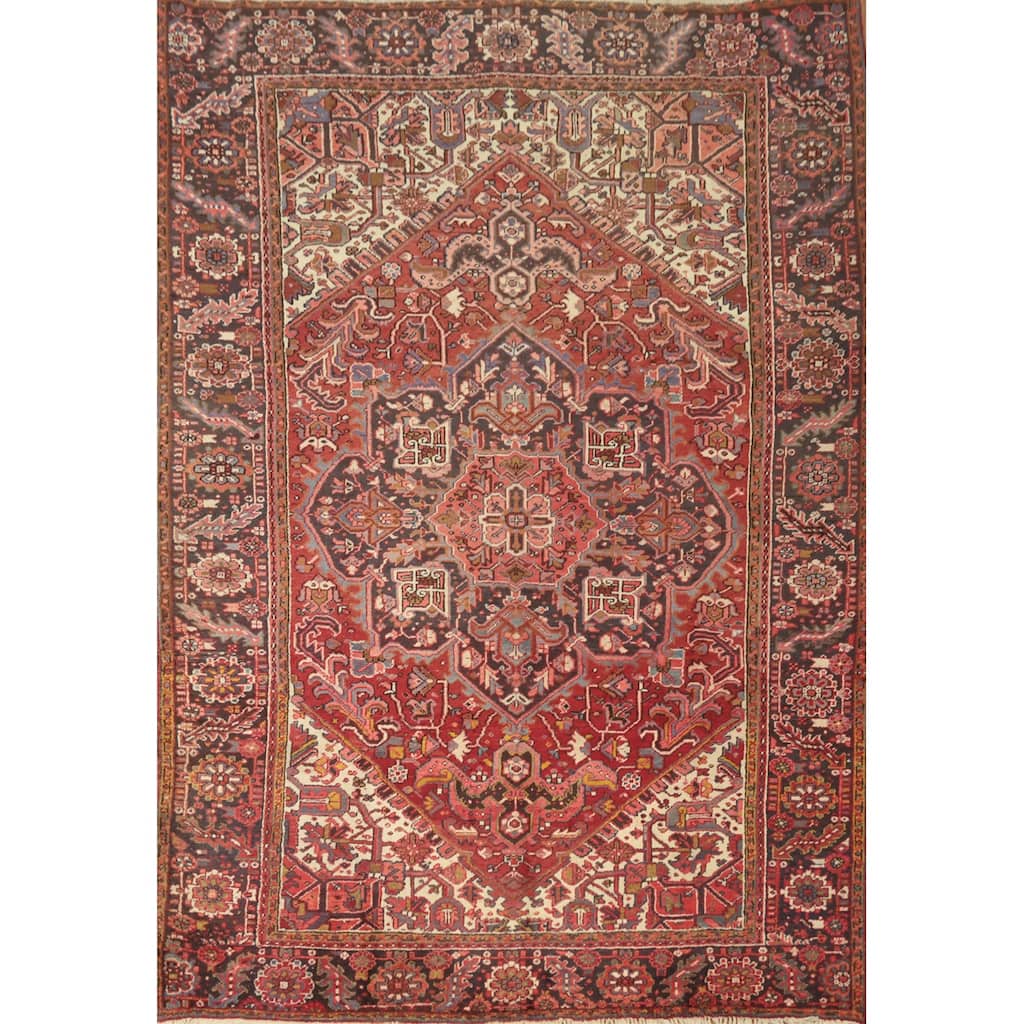 Hand Knotted Oriental 100% Wool Carpet Traditional Medallion Red Heriz Area Rug - 11' 8'' X 8' 3''
