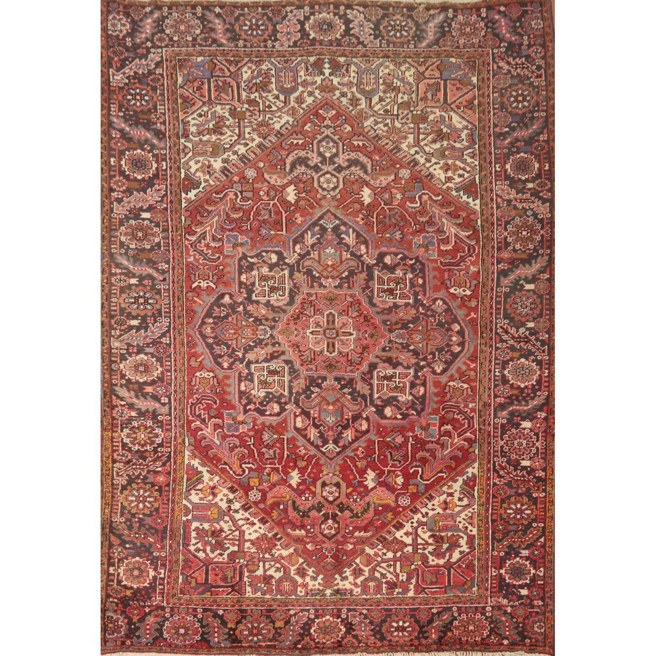 Hand Knotted Oriental 100% Wool Carpet Traditional Medallion Red Heriz Area Rug - 11' 8'' X 8' 3''