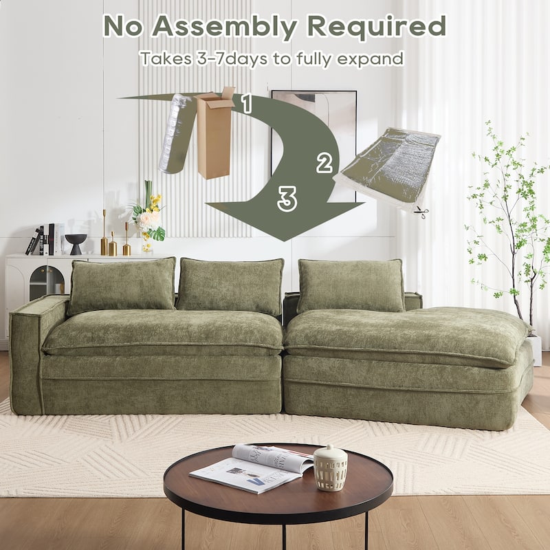 Modern Modular Sectional Sofa, Upholstered Cloud Couch with Deep Seats