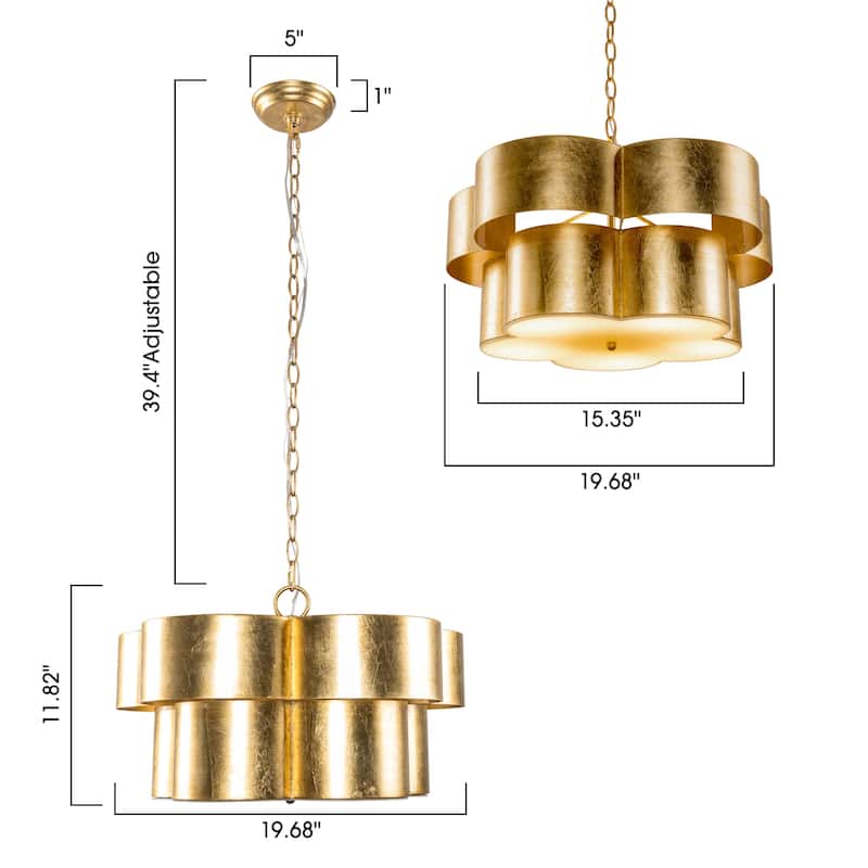 20" Modern Golden Metal 5 Lights Chandelier Light