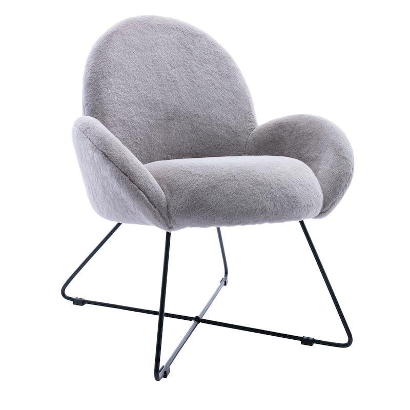 Corvus Rowen Modern Fleece Upholstered Accent Chair with Arm - Grey