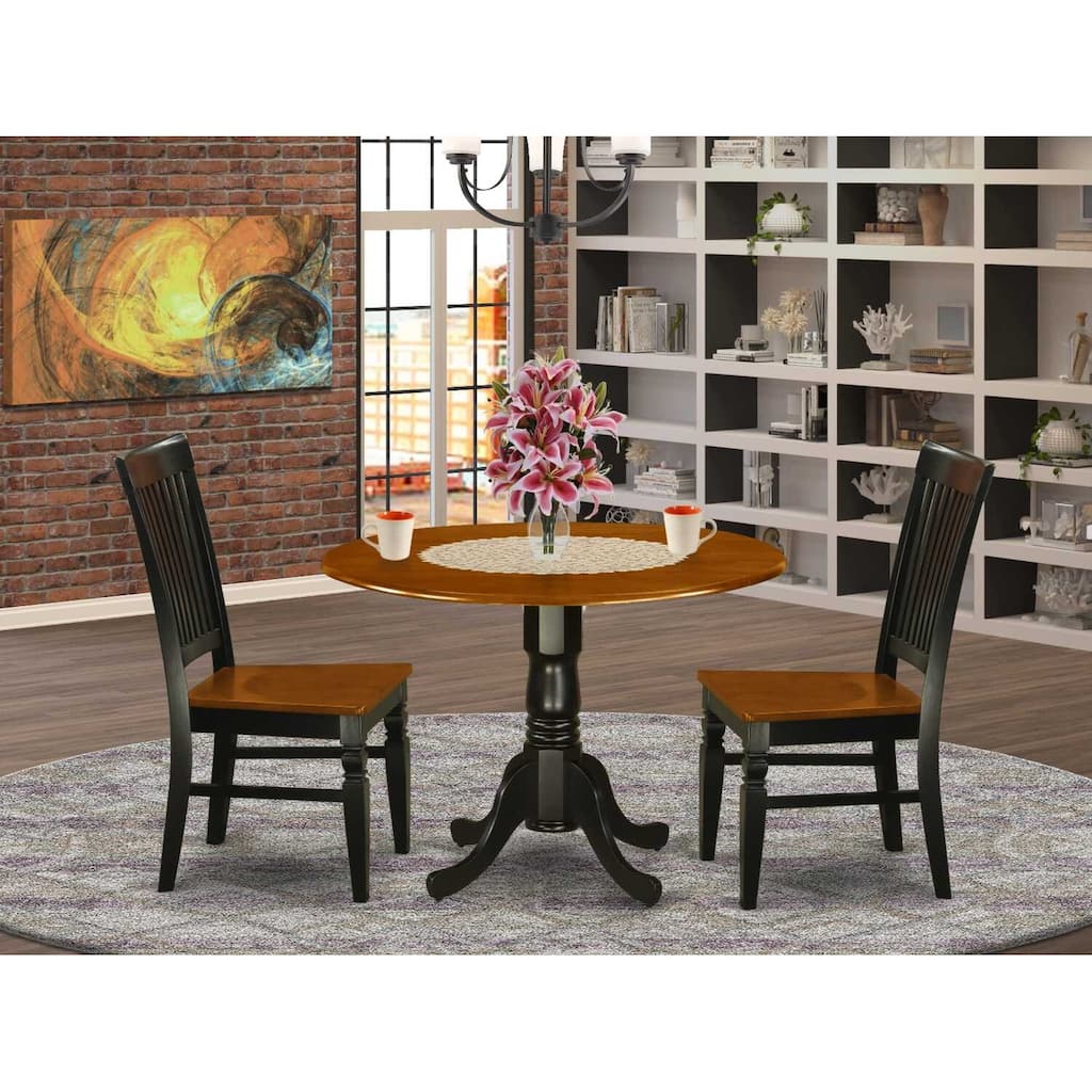 3-Piece Black and Cherry Finish Solid Wood Top - Dining Room Set - Seats 4