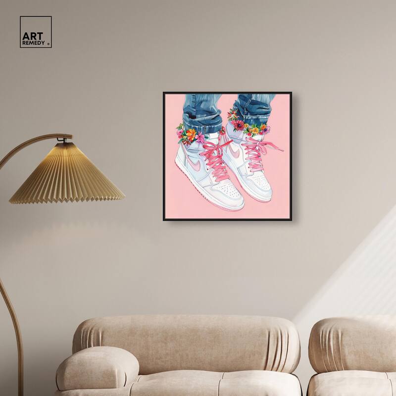 Blush Floral Bloom Sneakers Canvas by Art Remedy