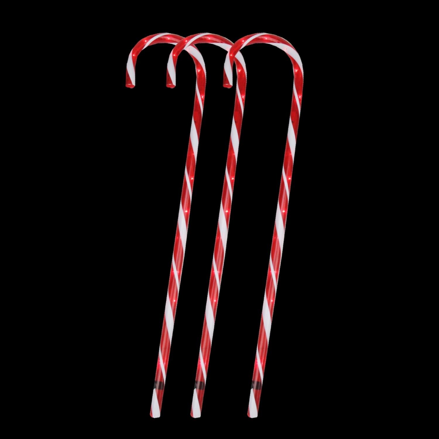 Shop Pack Of 3 Lighted Candy Cane Pathway Markers Outdoor