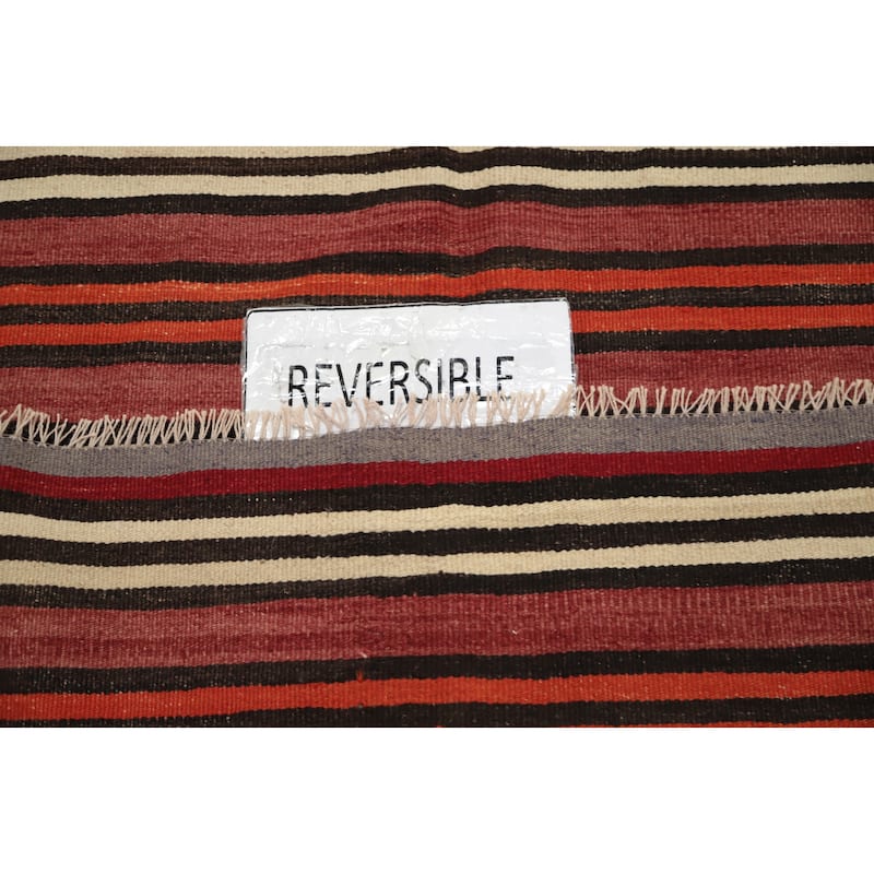 Hand Woven Oriental 100% Wool Carpet Southwestern Geometric Multi-Colored Kilim Area Rug - 11' 1'' X 4' 9''