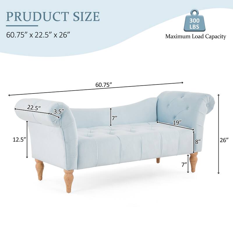 Christopher Knight Home - Larkspur Velvet Upholstered Bench with Rolled Arms and Button Tufting