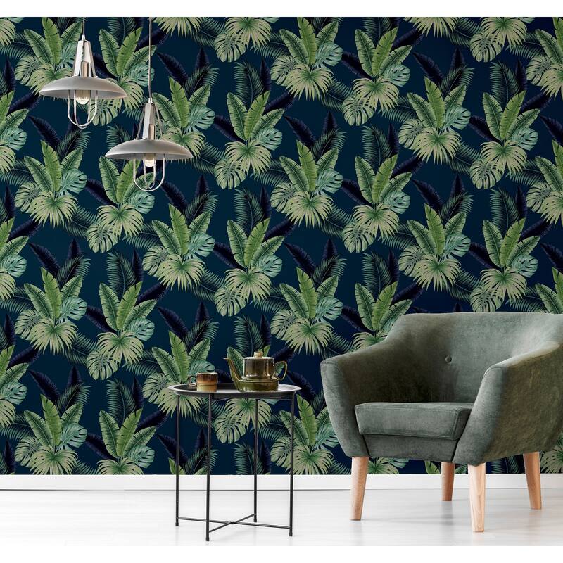 Arthouse Miami Navy Palms Wallpaper