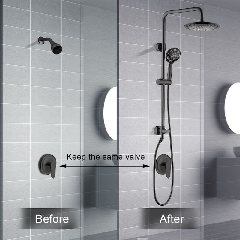 BRIGHT SHOWERS Rain Shower heads system including rainfall shower head and handheld shower head with height adjustable holder