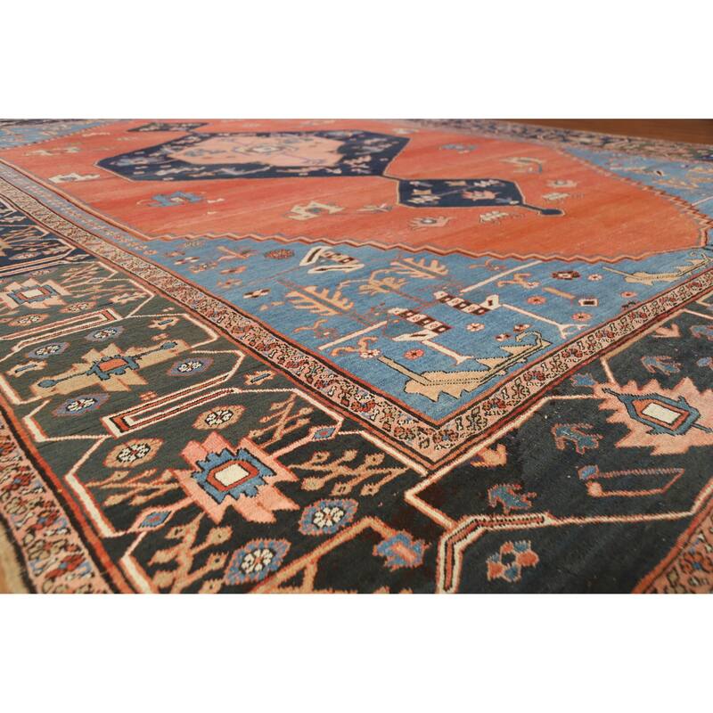 Hand Knotted Oriental 100% Wool Carpet Traditional Tribal Oranges & Rust Heriz (serapi) Area Rug - 15' 10'' X 11' 10''