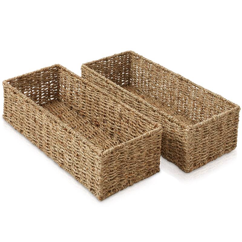 2 Bathroom Storage Baskets SeagrassHyacinth Toilet Paper Bin