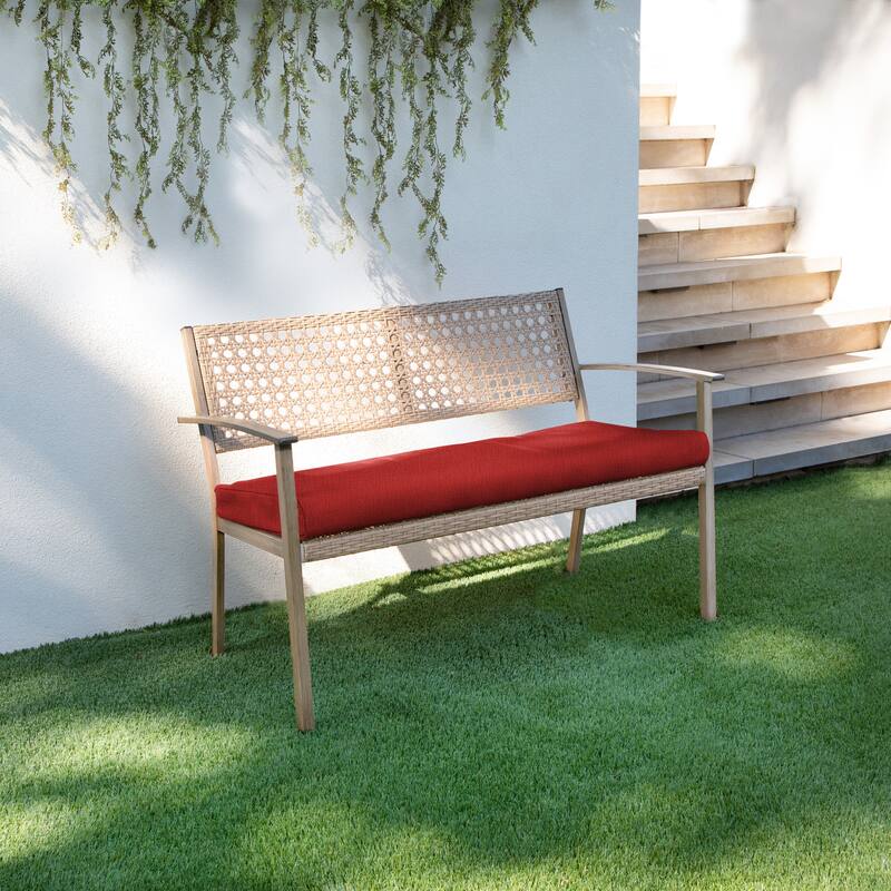 Sorra Home Indoor/Outdoor Solid Round Front Bench Cushion - 56 x 19.5 x 2 Bench Cushion Round Front - Cherry