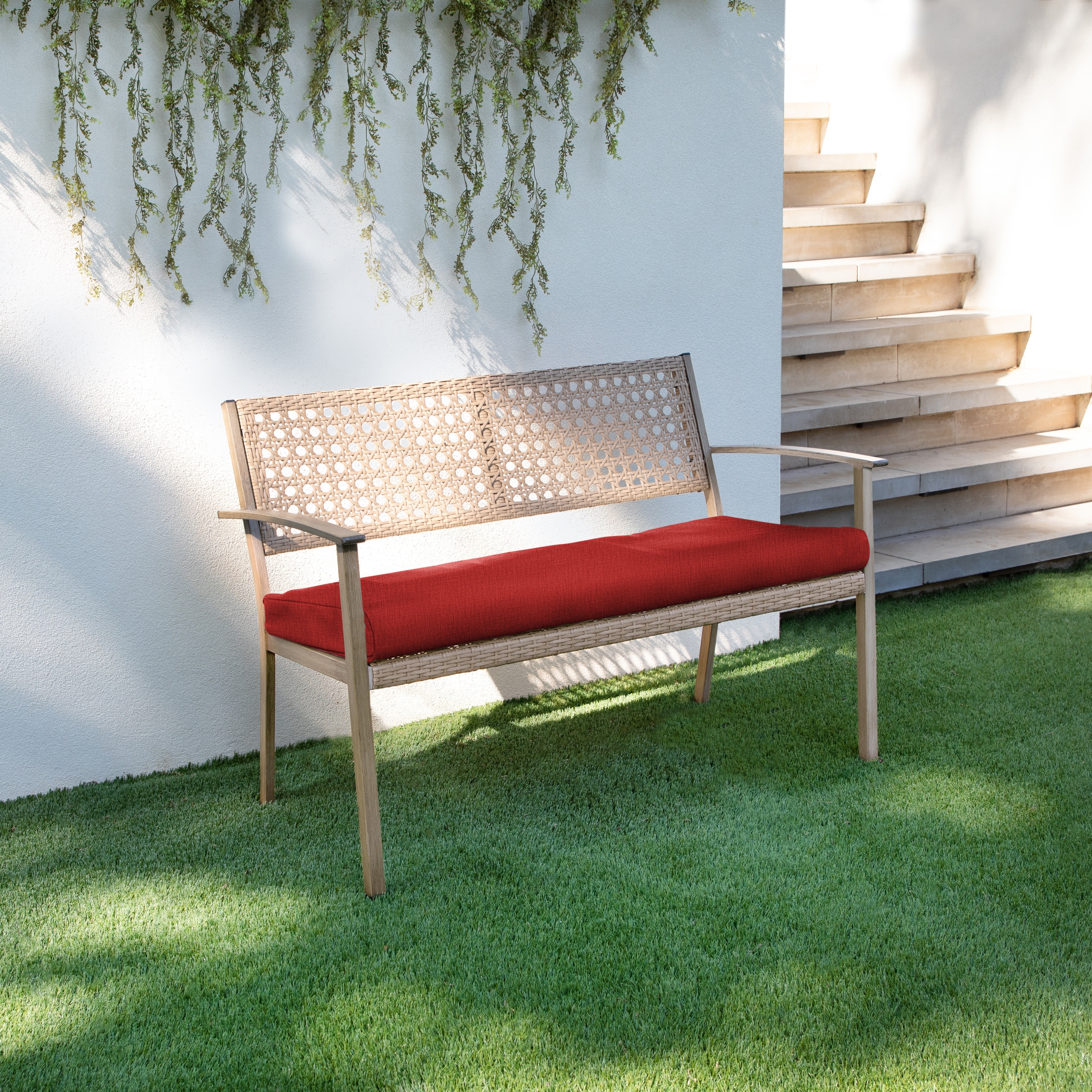 Sorra Home Indoor/Outdoor Solid Round Front Bench Cushion