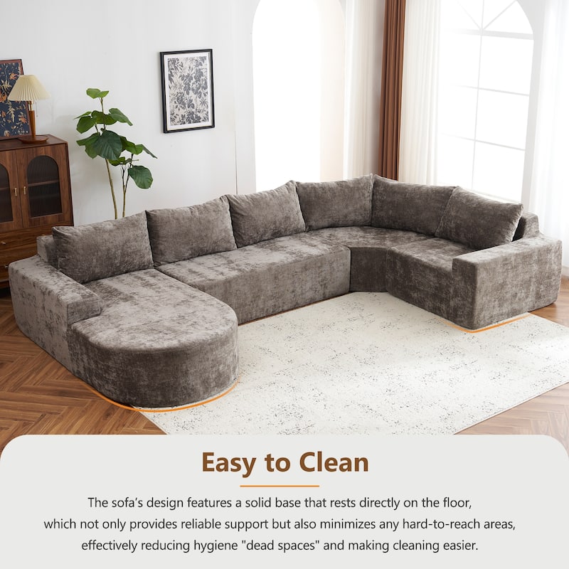 139" Chenille Modular Cloud Sectional Sofa with Deep Seating, Pocket Spring Support, and 5-Piece U-Shaped Configuration