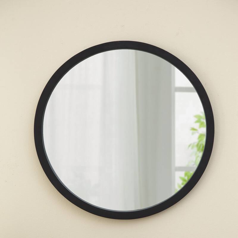 20" x 20" Circle Wall Mirror with Wooden Frame - Black