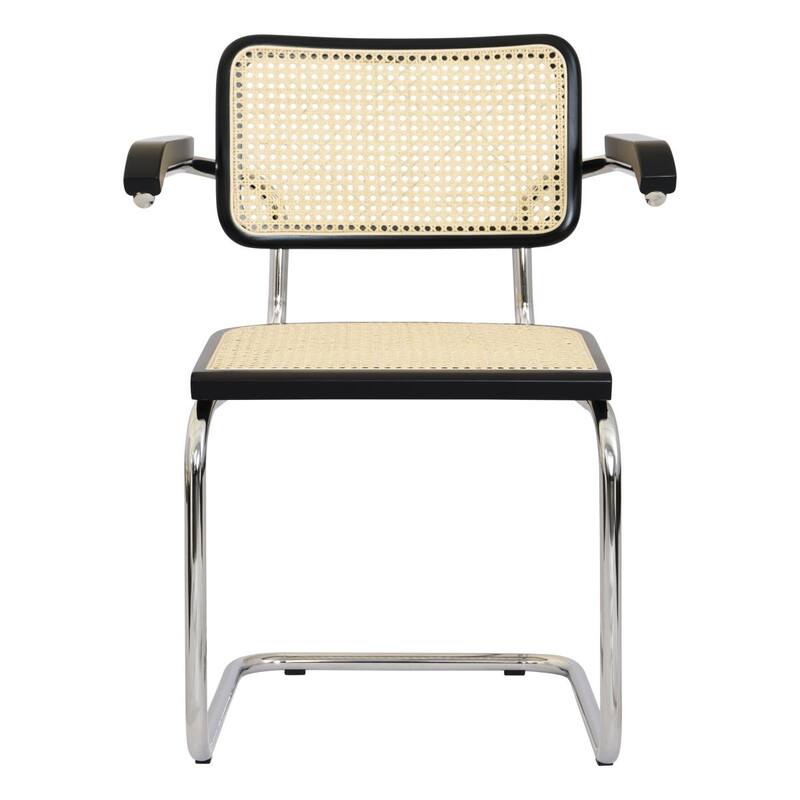 Breuer Chair Company Marcel Breuer Cesca Cane Cantilever Armchair Arm Chair w/ Chrome Steel Frame (Various Wood & Cane Colors)
