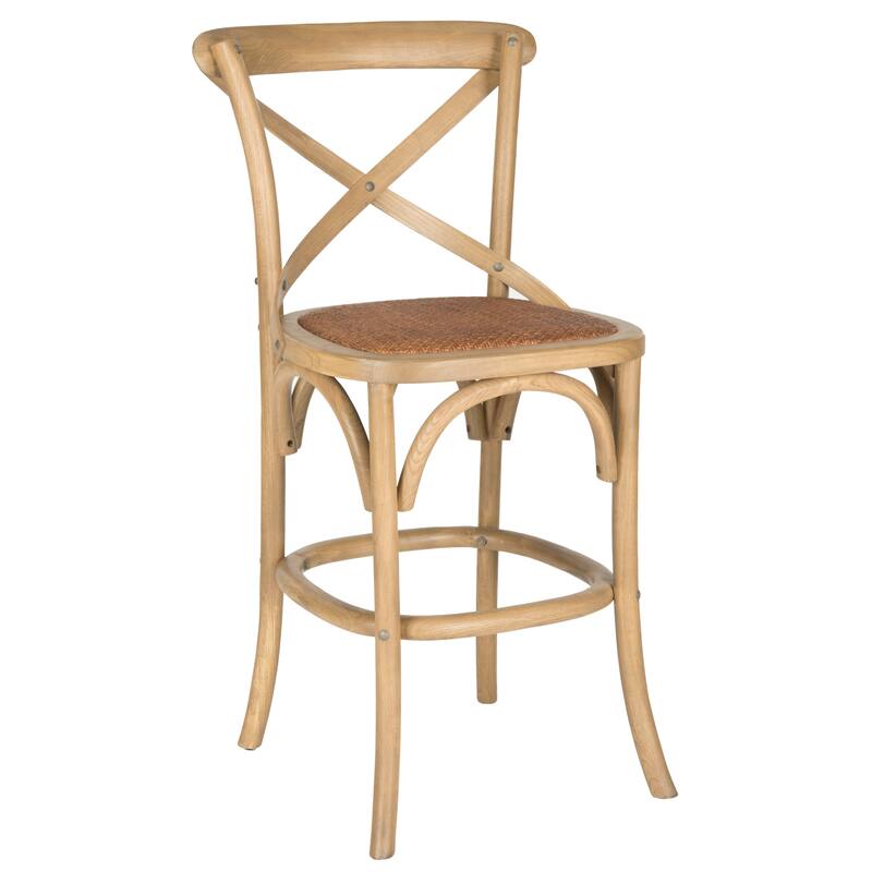 SAFAVIEH Gerarde 24-inch x-Back Antique White Counter Stool - 20" W x 22" D x 39" H - 20Wx22Dx39H