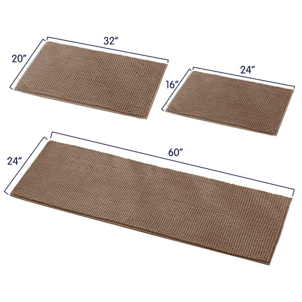 dimension image slide 7 of 14, Subrtex Chenille Soft Rugs Super Water Absorbing Shower Mats