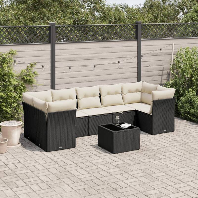 vidaXL Garden Sofa Set Black - 21.7 x 21.7 x 14.6